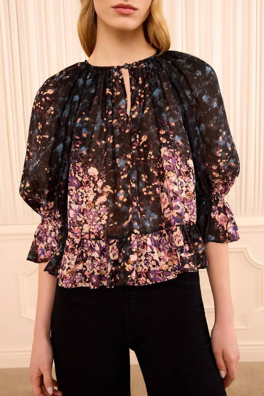 NEW ULLA JOHNSON elise silk blouse in eclipse